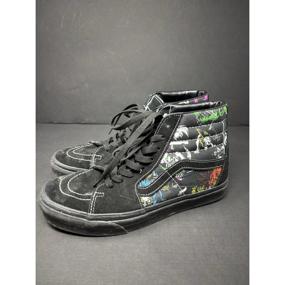 Vans Sk8-Hi Disney‎ Villains Womens 9.5 Black Suede Skateboarding Sneakers Shoes